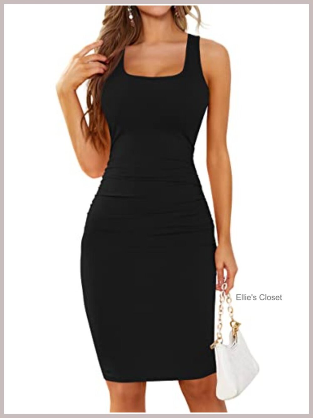 Sleeveless Ruched Bodycon Sundress Casual Knee Length Tank Dress